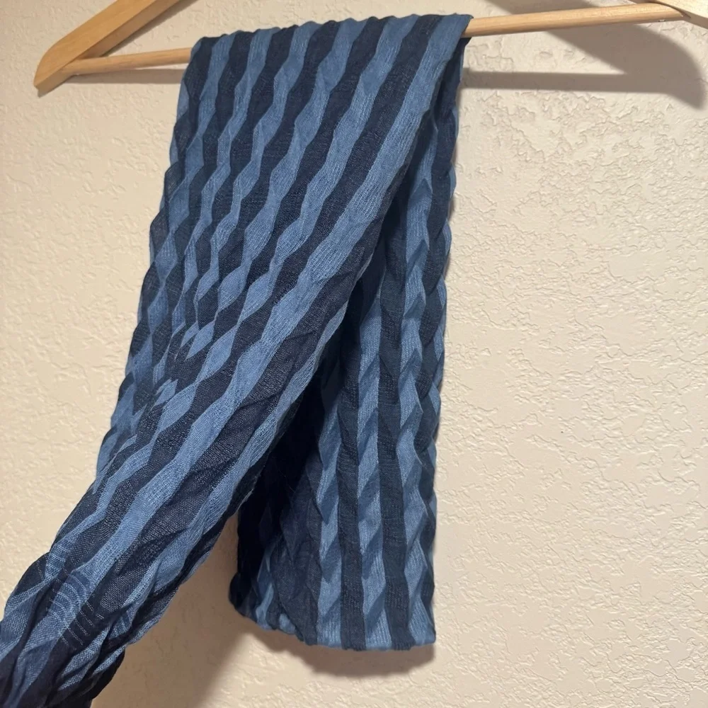 NWT Striped Blue Scarf with Fringe